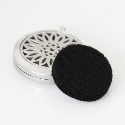 Perfume/Essential Oil Locket - Flower Design - Silver Tone